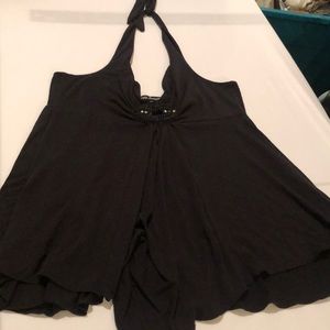 Simply Irresistible XL black halter high low halter beaded detail ties at neck